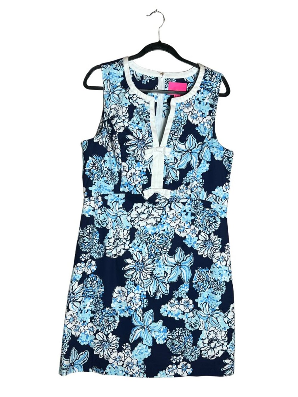 Lilly Pulitzer Aria Stretch Shift Dress Low Tide Navy Bouquet All Day | Size 14